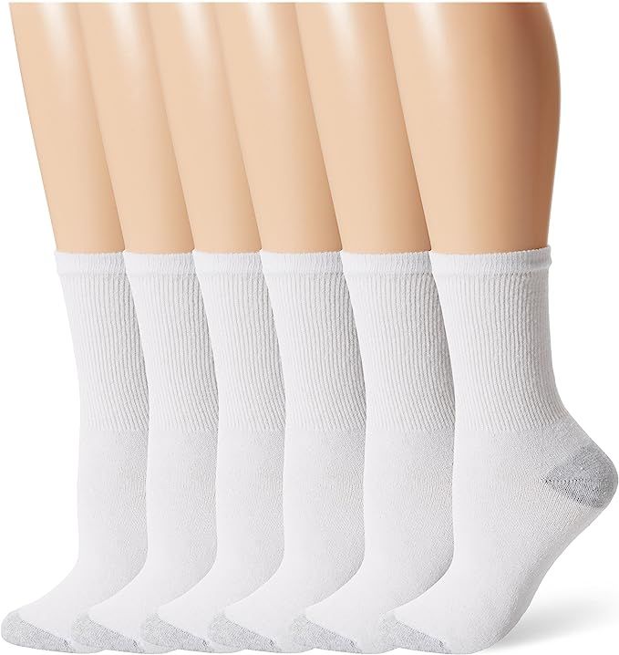 Fruit Of The Loom Women's Plus-Size Core 6 Pack Crew Socks | Amazon (US)
