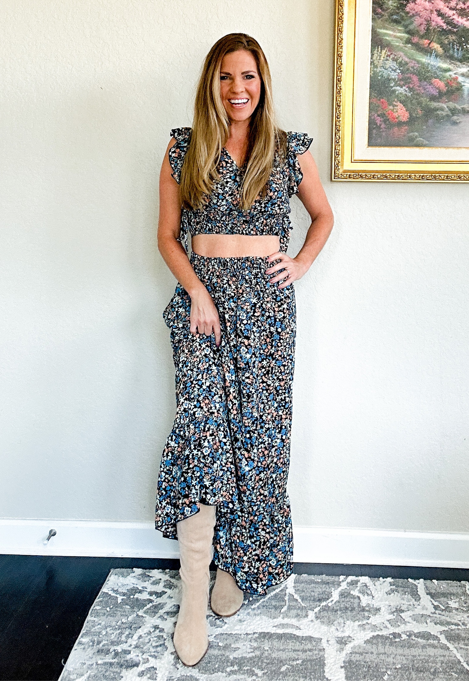 Fabulous two-piece floral dress - this outfit goes from summer to fall and is great for country concerts or a holiday family photos look paired with cute boots! Fits tts. I'm wearing size small.

Fall dress - Fall outfits - two piece floral skirt and top

#LTKfindsunder50 #LTKshoecrush #LTKSeasonal