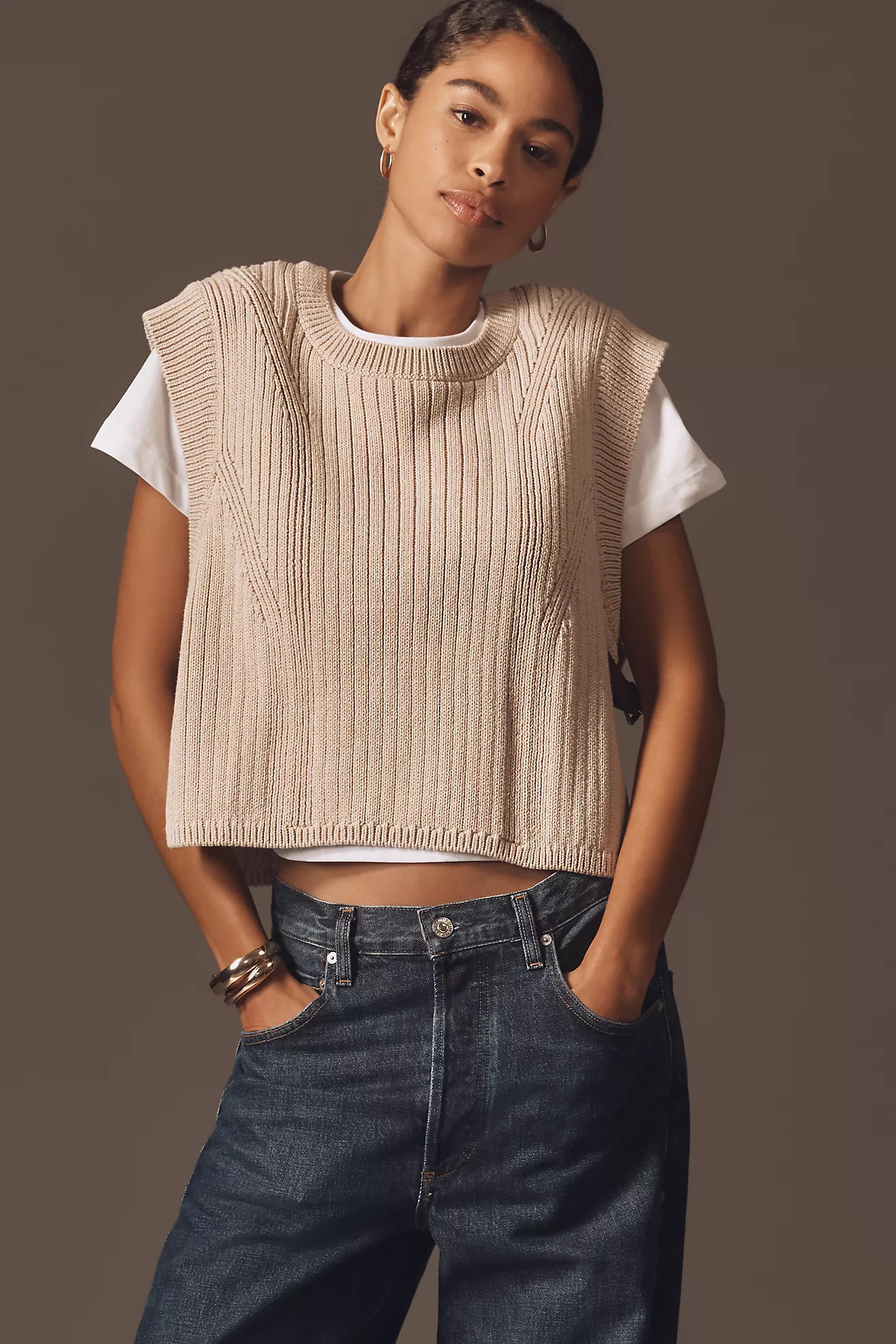 Pilcro Side Buckle Twofer Sweater Tee | Anthropologie (US)