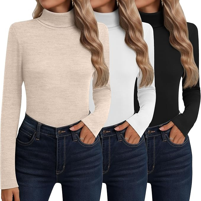 Neer 3 Pack Cotton Women's Turtleneck Long Sleeve Tops Thermal Underwear Base Layer Fall Winter S... | Amazon (US)