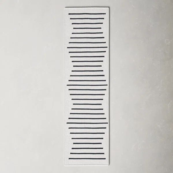 Striped Handwoven Cotton Ivory/Black Area Rug | Wayfair Professional