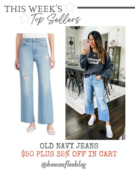 Old navy, jeans, denim, wide leg 

Jeans 0 petite 
Top medium 

#LTKunder50 #LTKsalealert