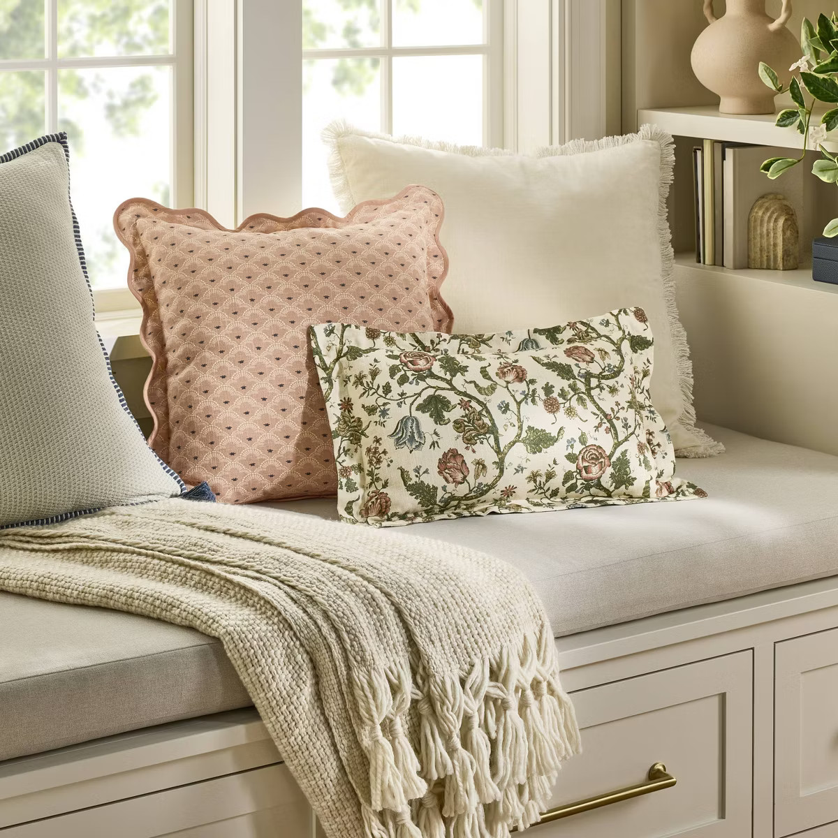 Square Geo Pattern with Scalloped Edge Peach - Threshold™ designed with Studio McGee | Target