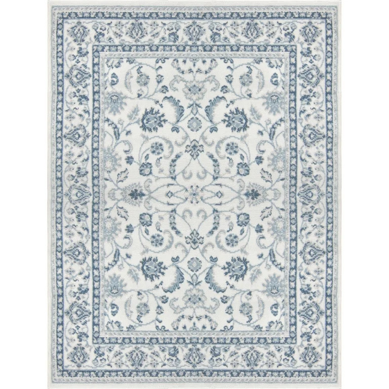 Mainstays Slate Blue Floral, Indoor Area Rug, 4'11" x 6'6" | Walmart (US)