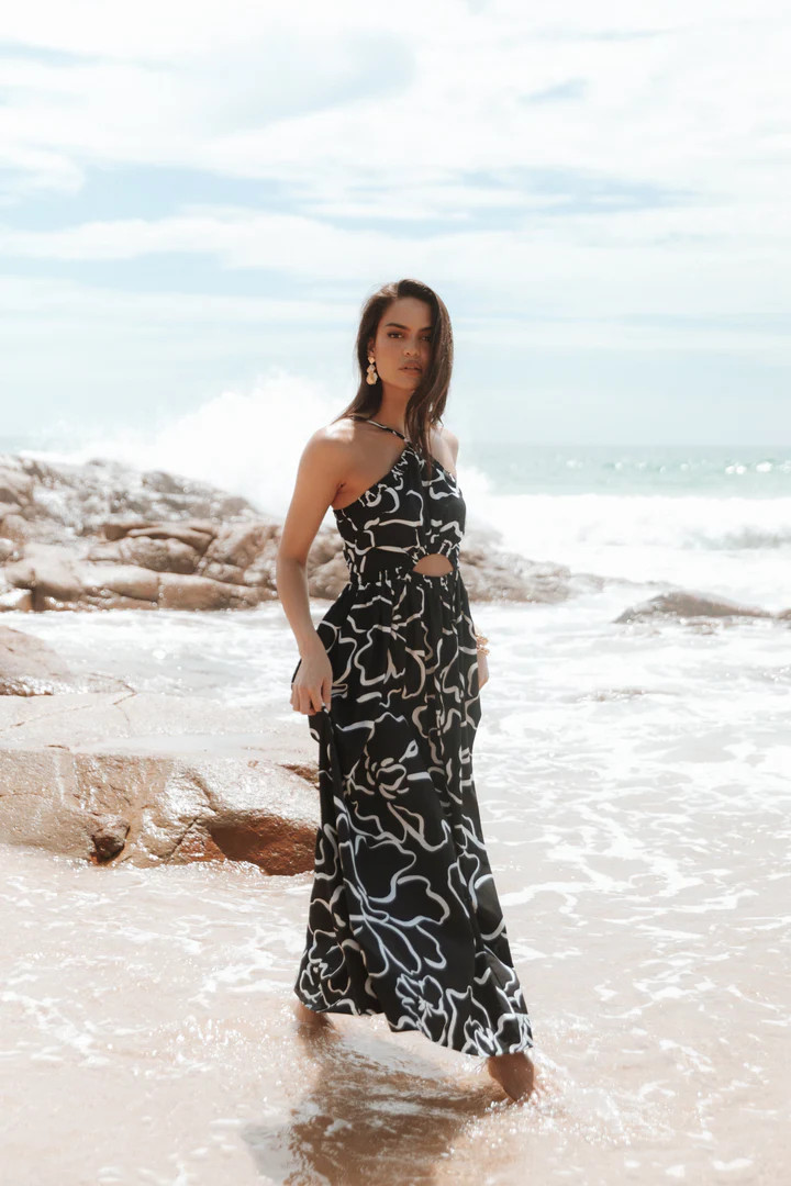 Madeira Maxi Dress - White/Black Floral | Petal & Pup (US)