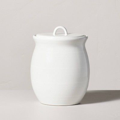 147oz Flared Brim Stoneware Canister Vintage Cream - Hearth & Hand™ with Magnolia: Reactive Glaze, Silicone Seal Lid, Hand Wash | Target