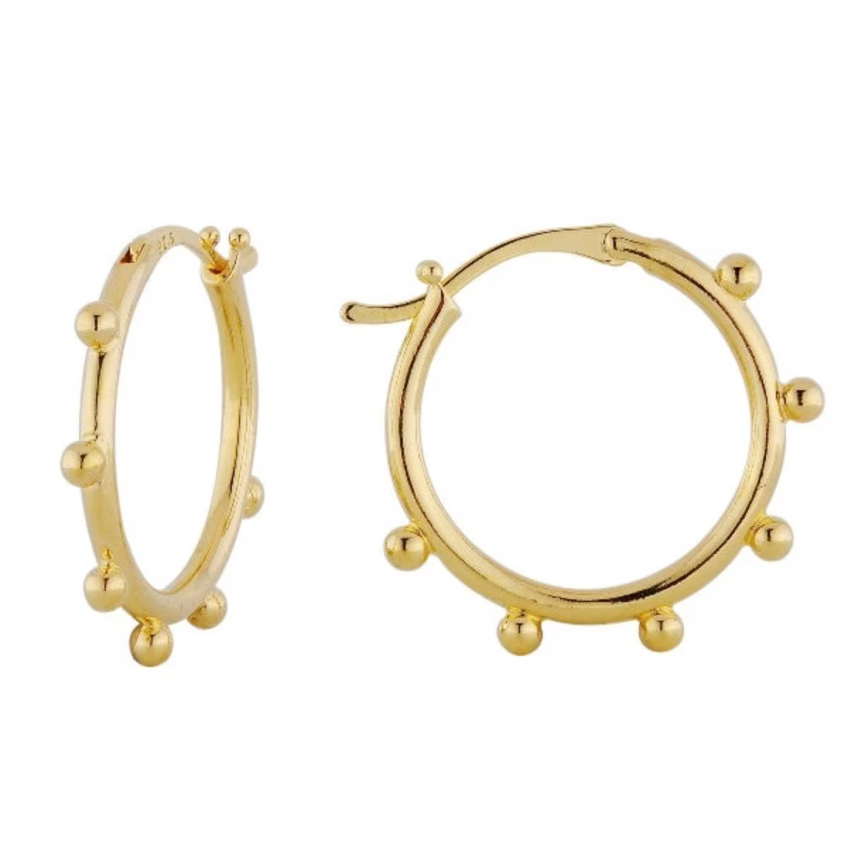 Annie Apple Elsie Sterling Silver, Gold Vermeil, Bobble Hoop Earrings | Wolf & Badger (US)