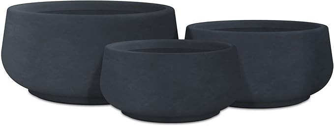 Kante 21.6",16.9",and 12.5" Dia Round Charcoal Elegant Planters (Set of 3), Outdoor Indoor Garden... | Amazon (US)