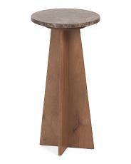 12x24 marble and wooden spanish empredor accent table | TJ Maxx