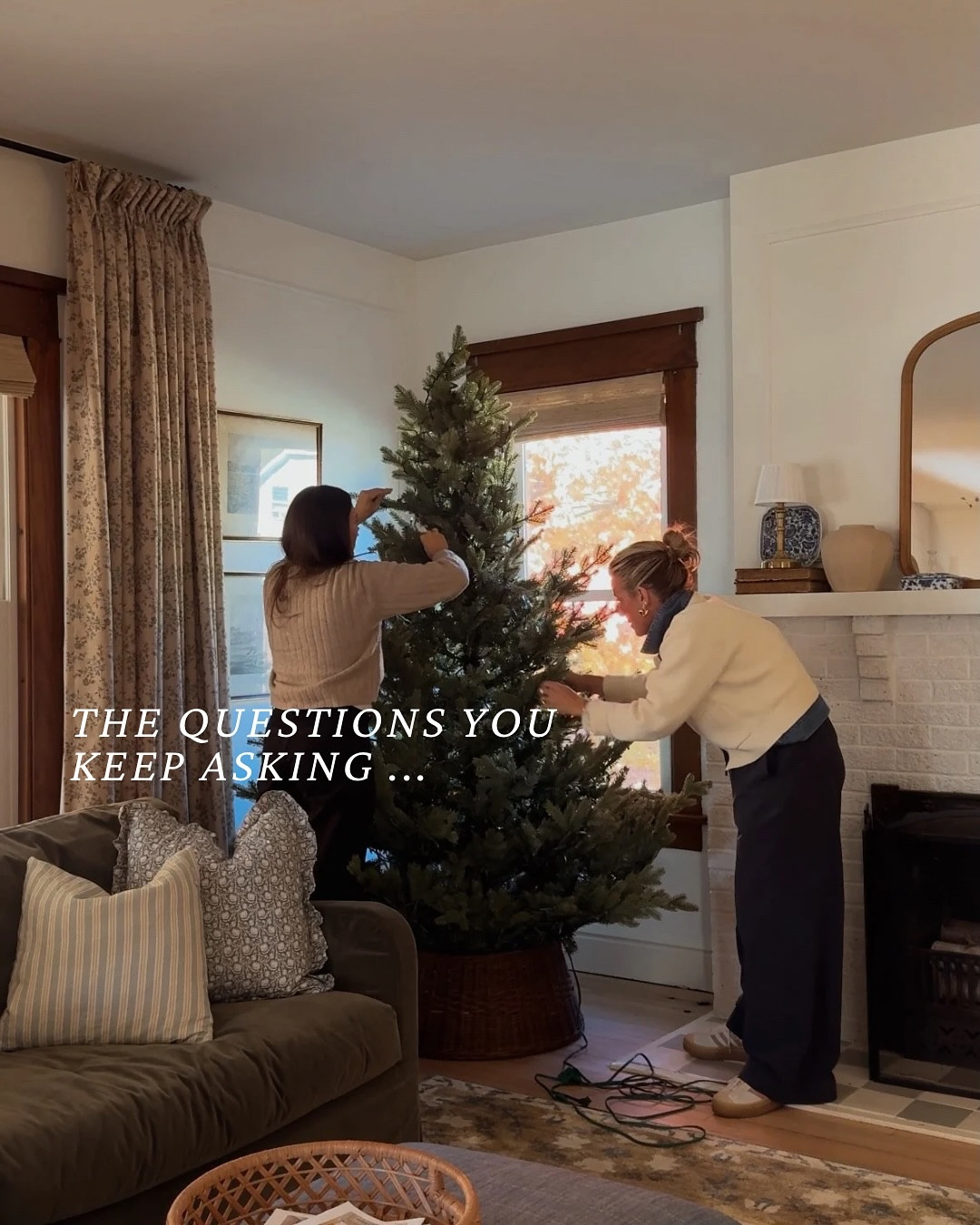 Make sure that you are following along in stories every day as I post up-to-date links to questions you ask in each post and also be sure to be following us on LTK where we update our favorite items daily!

1.) our Amazon tree is so special and sells out fast every year! You can shop it by going to our “popular links“ highlight reel on our feed or shop it in our LTK. 

2.) our sofa is from Six Penny and is the 96 inch long as my sofa in the color of Midnight Nori! We love the sofa because it is a slip cover so great for families!

3.) a rug will forever be my favorite rug! You can shop the direct link for this rug in our “popular links” highlight reel on our feed or head to our LTK. 

4.) our ceilings are 9 feet tall and our tree is 7 1/2 feet tall for reference. 

5.) our curtains are from two page curtains in the Sara Le, print style, in the color vintage linen.

-

#NancyMeyersVibes #RalphLaurenHome #MarthaStewartLiving #ClassicAmericanStyle #CottageKitchenCharm #TimelessTraditions| #CozyHomeVibes | #CottagecoreAesthetic | #TraditionalHomeStyle | #IntentionalLiving | #HomeInspirationDaily | #LayeredAndLoved | #CuratedHome | #CollectedAndCozy | #VintageInspiredHome | #HomemakerChronicles | #HomeyAndHistoric | #WhimsicalInteriors | #AntiqueTouches | #EverydaySanctuary | #NostalgicDecor | #ClassicHomeStyle |