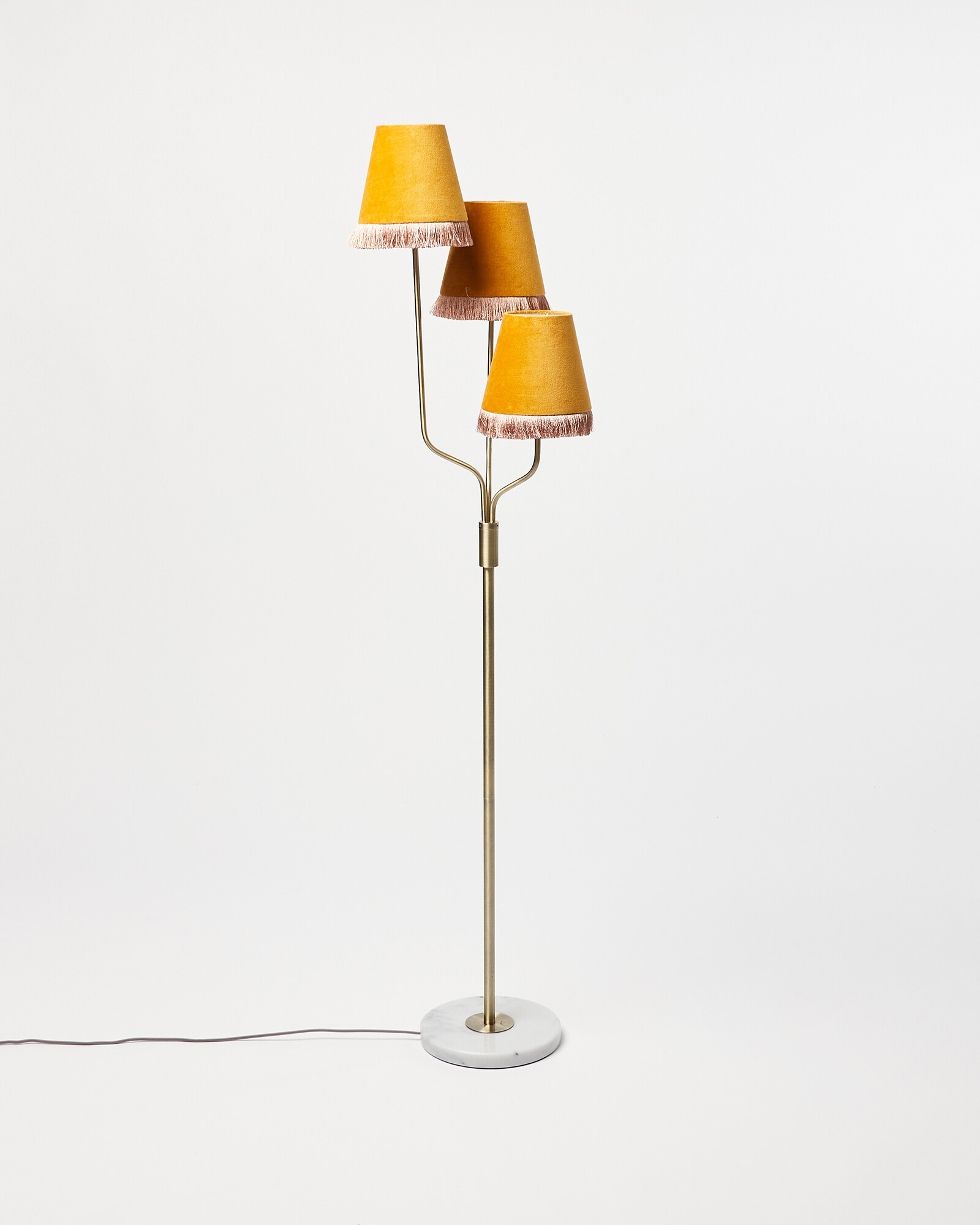 Ero Yellow Velvet Triple Floor Lamp | Oliver Bonas | Oliver Bonas (Global)