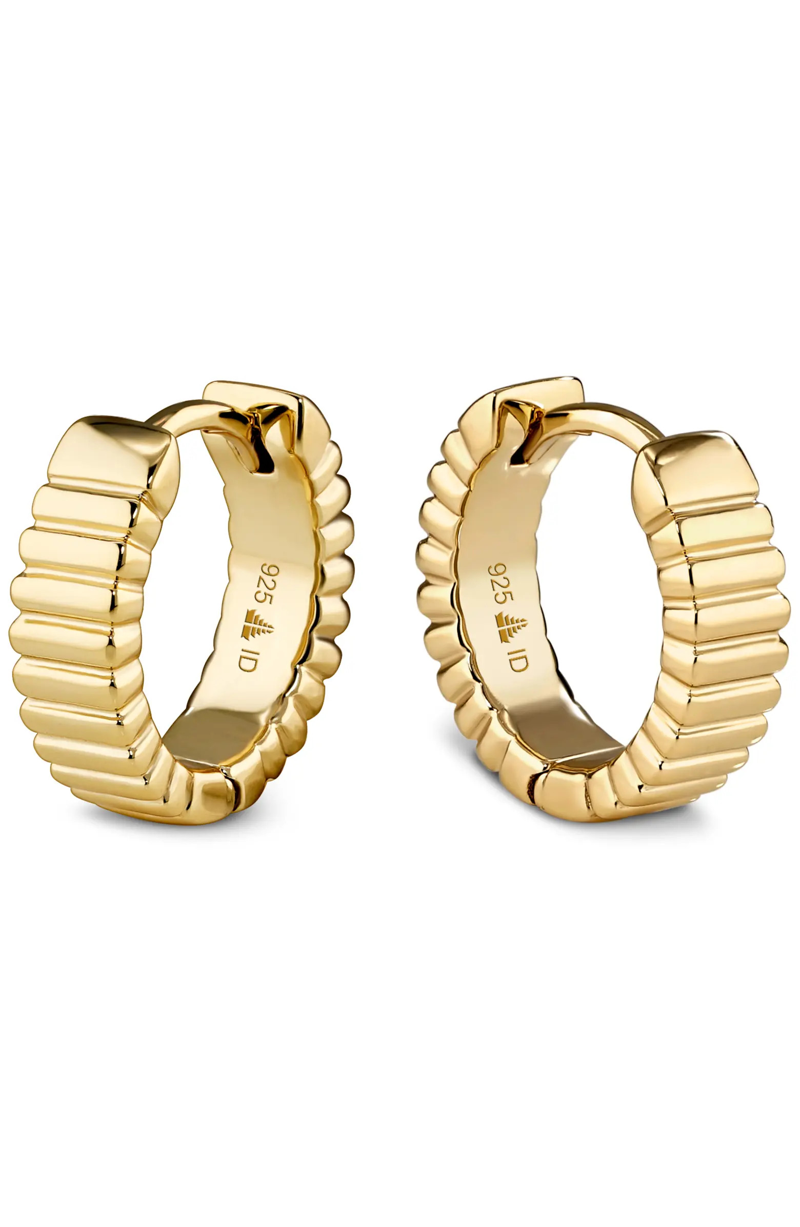 Ribbed Hoop Earrings in Gold Plated Sterling Silver | Nordstrom
