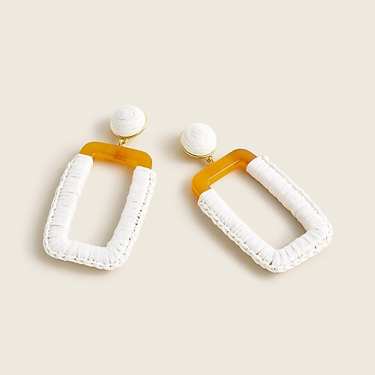 Rectangle cotton raffia-wrapped earrings | J. Crew US