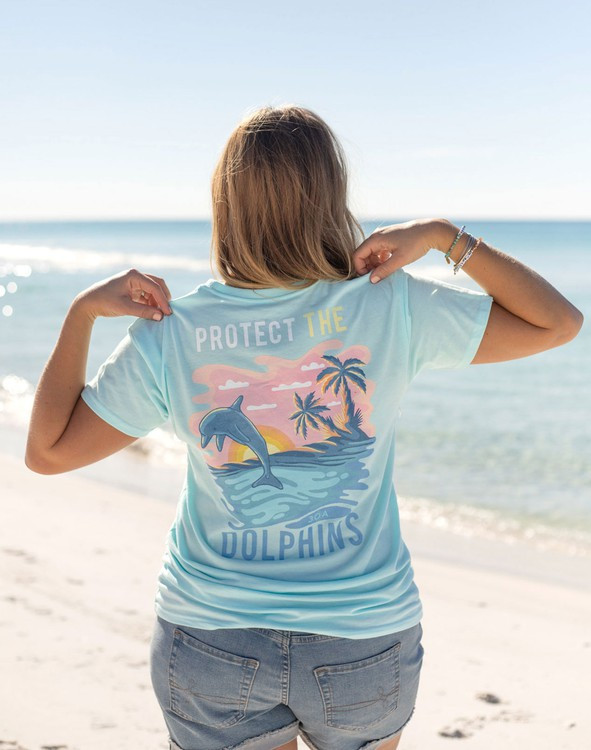Protect the Dolphins Short Sleeve Tee - Women - Aqua | 30A Gear