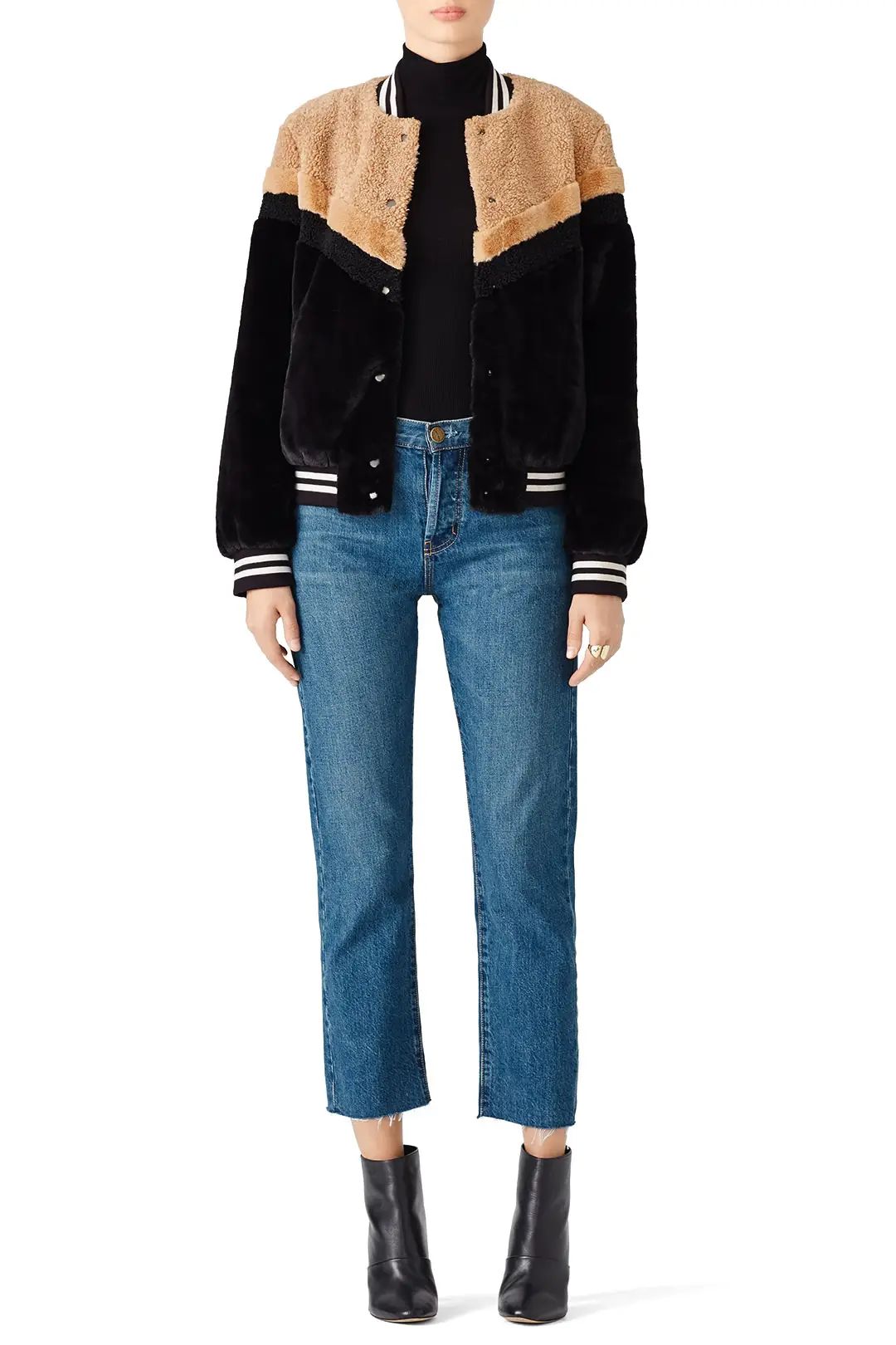 Free People Mixed Faux Fur Bomber | Rent The Runway