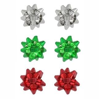 Silver, Green & Red Christmas Bow Earrings by Celebrate It™ | Michaels | Michaels Stores