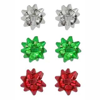 Silver, Green & Red Christmas Bow Earrings by Celebrate It™ | Michaels | Michaels Stores