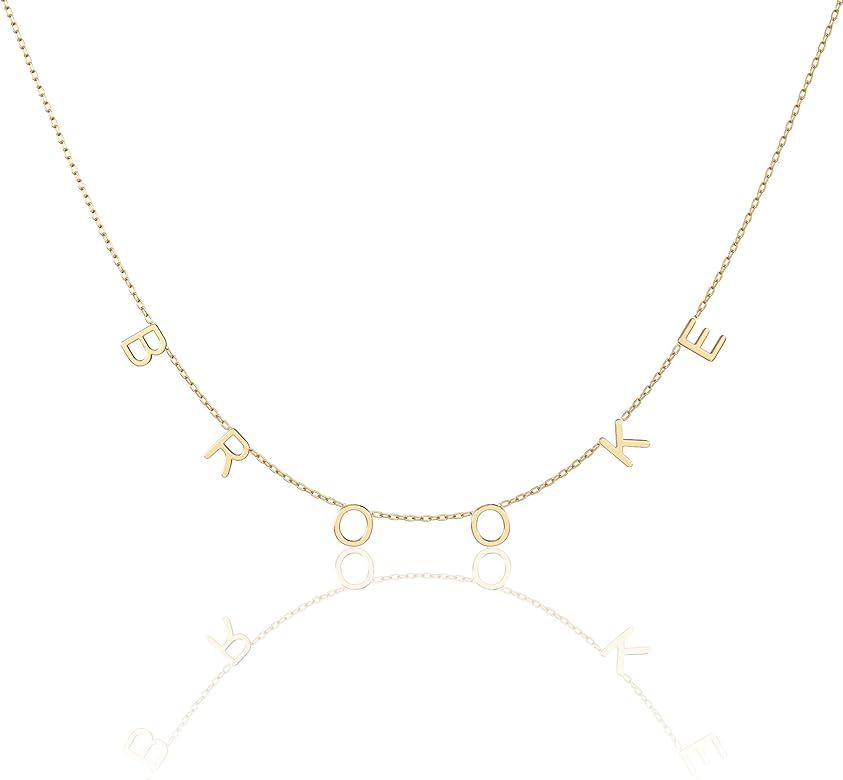 CAITLYNMINIMALIST Custom Name Necklace in 18K Gold 925 Sterling Silver | Box Chain Cable Chain | ... | Amazon (US)