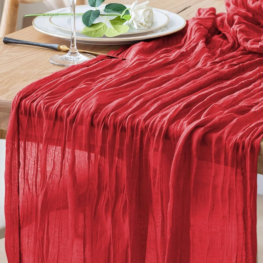 Table Runner Cheesecloth 10FT Red Boho Gauze Cheese Cloth Rustic Sheer Table Runners for Wedding ... | Amazon (US)