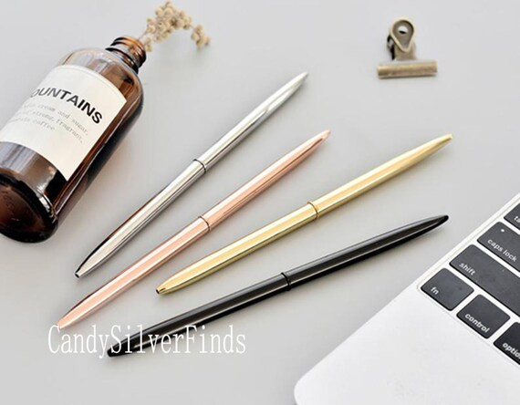 10pcs-Slim Metal Pen | Minimalistic pen | Silver Metal Ball Pen | 5 Colour Pens | Stylish Pen | F... | Etsy (CAD)