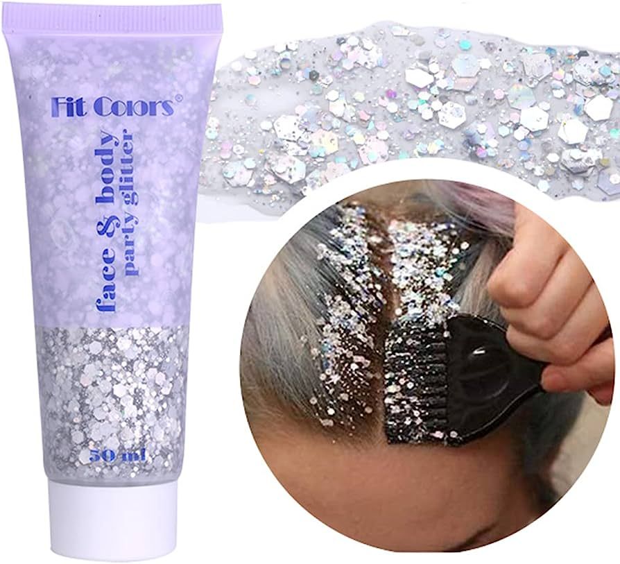 MEICOLY Silver Body Glitter,Face Glitter Gel,Mermaid Sequins Liquid Holographic,Face Eye Lip Hair... | Amazon (US)