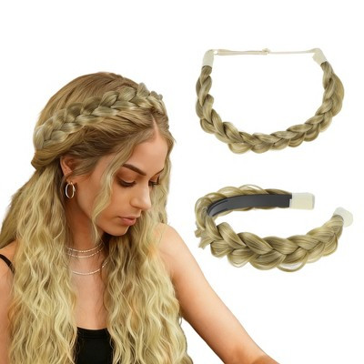 Unique Bargains Synthetic Braided Headband Gold Tone 1 Set | Target