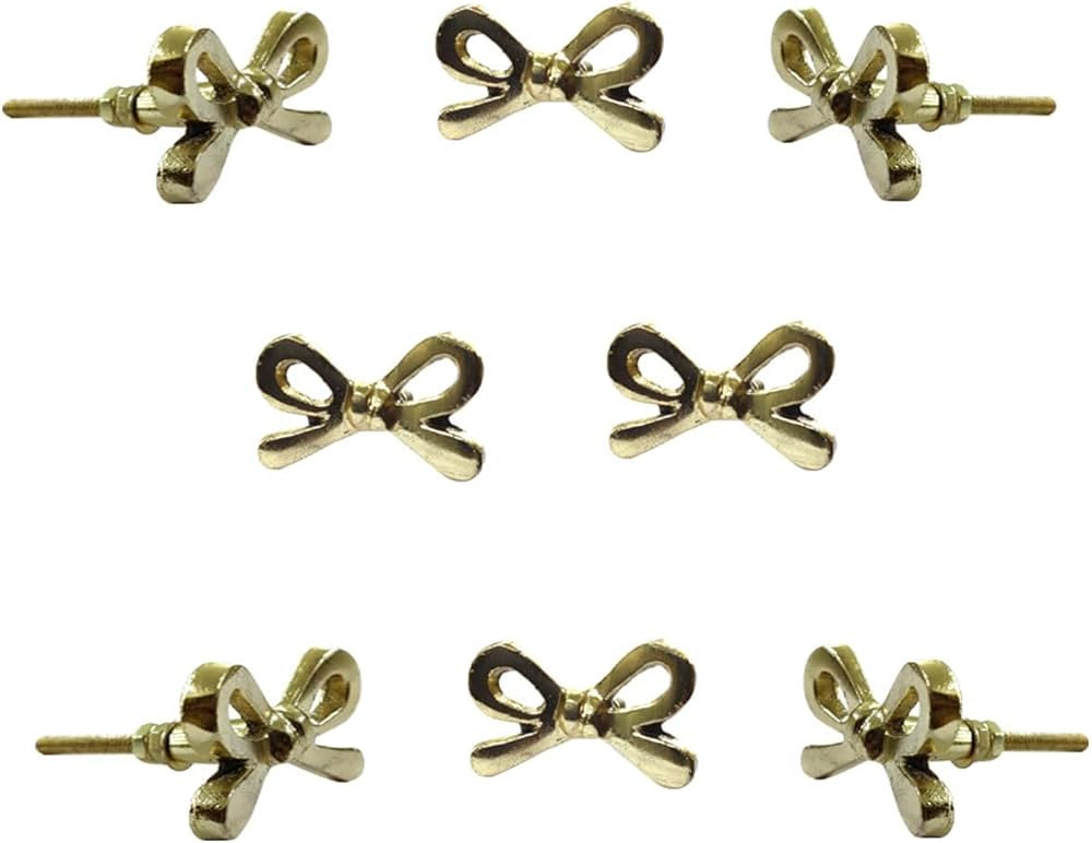 Perilla Home Set of 8 Brass Metal Knobs for Cabinet & Drawers Decorative Bow Knobs for Home Kitch... | Amazon (US)