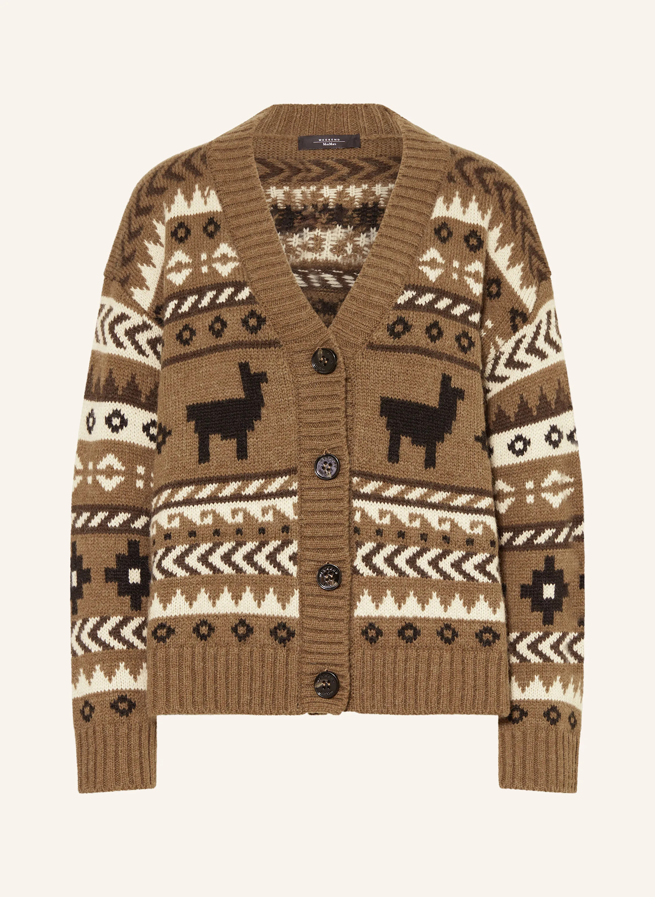 WEEKEND Max Mara Strickjacke OVATTA mit Alpaka in braun / schwarz / weiss | Breuninger (DACH)