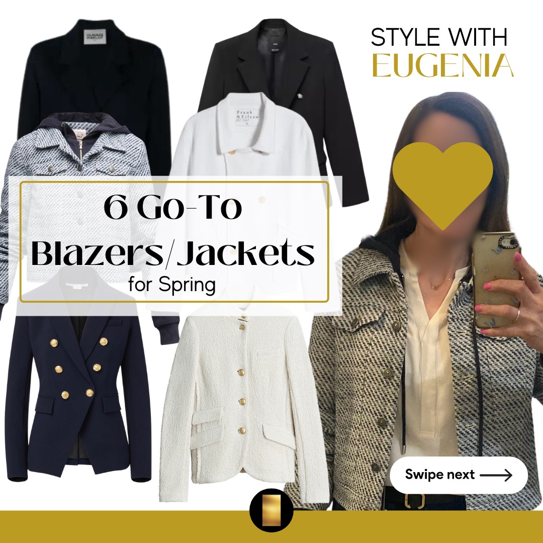 Spring is in the air, and it's a great time to sprinkle some new favorites into your wardrobe! Check how Katy effortlessly styles her top blazer and jacket picks:

1. Catching eyes in the vibrant L'AGENCE Sofia Knit Blazer in hot pink—ideal for adding a splash of color! 
2. Nailing that polished look with Veronica Beard's Miller Dickey Jacket, a true classic for any occasion. 
3. Embracing timeless elegance with a double-breasted blazer from Mango—your go-to for stylish layering. 
4. Snuggling up in the Noemie Boucle Jess Hooded Jacket, where comfort meets chic. 
5. Keeping it relaxed yet trendy in the Frank & Eileen Mini Belfast Crop Knit Peacoat from Nordstrom—a spring layering essential. 
6. Shaping a sleek silhouette with the Slade Textured Blazer, especially flattering for rectangle body shapes

#LTKTravel #LTKSeasonal #LTKStyleTip