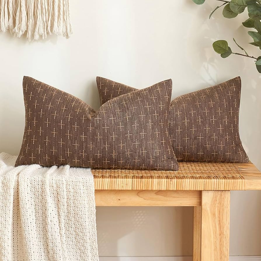 MIULEE Pack of 2 Decorative Burlap Linen Throw Pillow Covers Modern Farmhouse Pillowcase Rustic W... | Amazon (US)