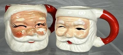 Vtg. Christmas WINKING Santa Face Mini Mugs Japan Set of 2 | eBay | eBay US