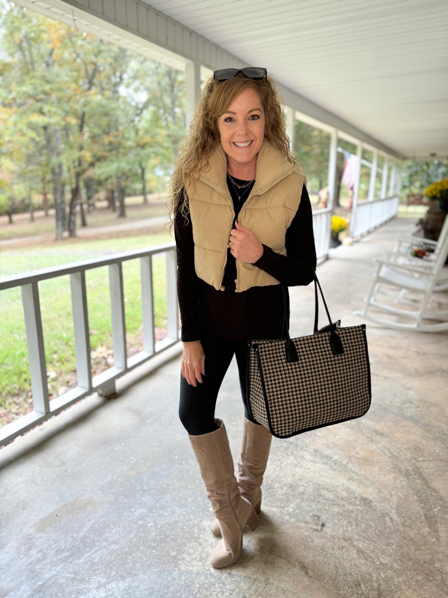 Temu vest / fall outfit / fall outfits / tall boots / Temu fashion 

Vest - sized up to medium 
Layering tee- medium 
Spanx leggings- small petite 
Boots- TTS, size 8


#LTKfindsunder50 #LTKsalealert #LTKover40