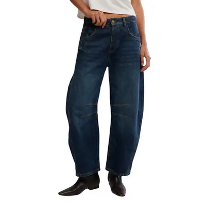 Free People Good Luck Barrel Jeans in Blue Ground at Nordstrom, Size 29 | Nordstrom