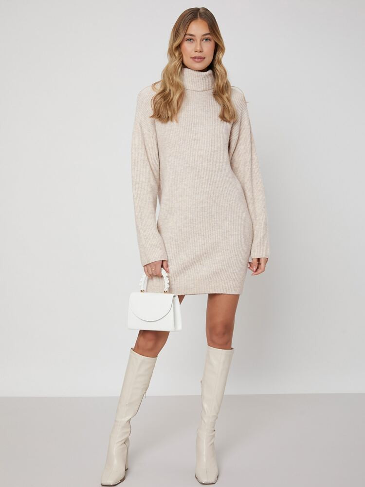 MOTF ECO RECYCLED POLYESTER TURTLENECK SWEATER DRESS | SHEIN