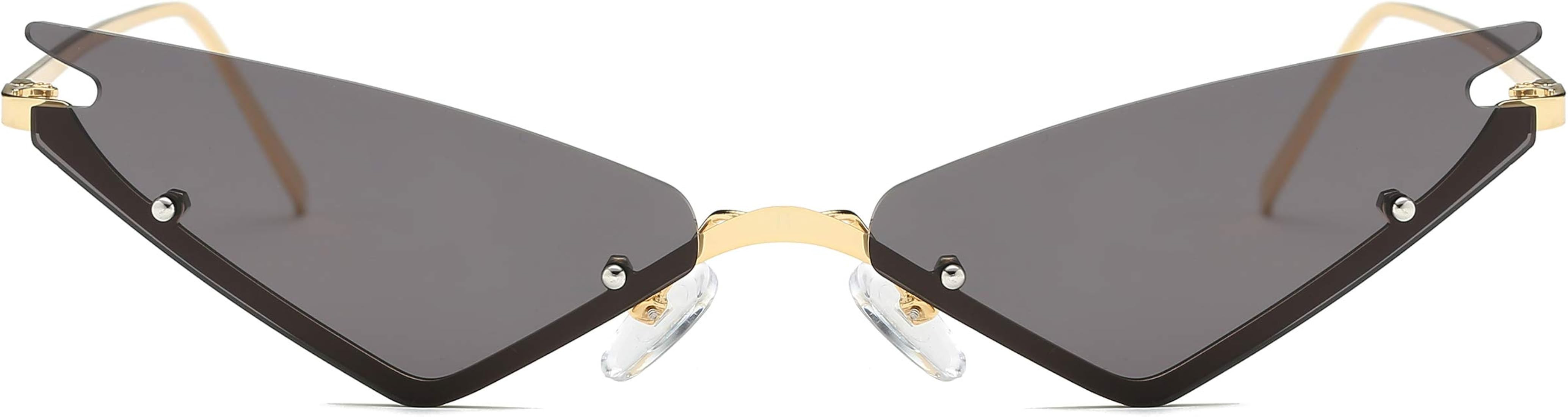 Armear Small Cateye Sunglasses Futuristic Rimless Colored Mirrored Lens | Amazon (US)