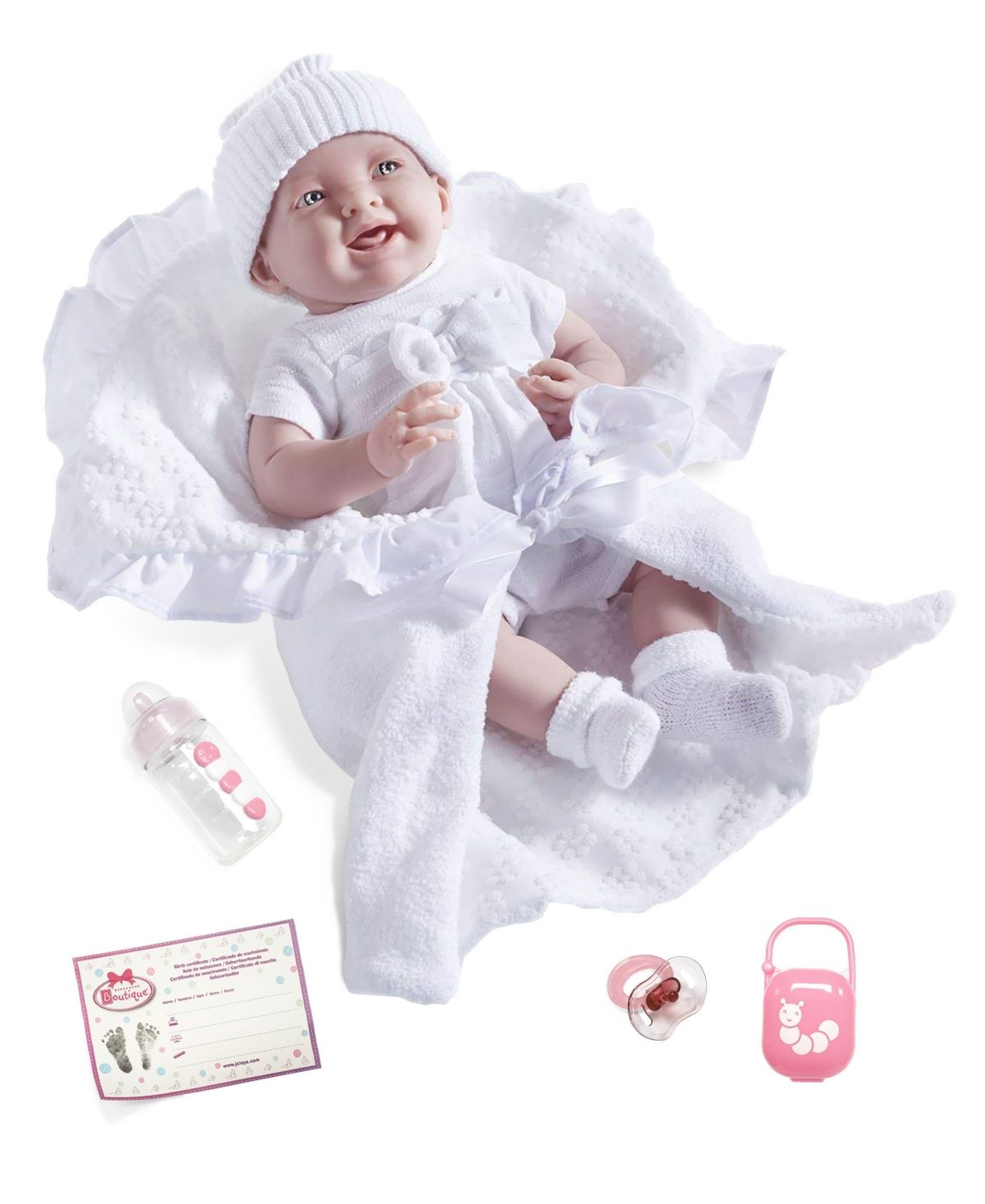 La Newborn Nursery 15.5" Soft Body Baby Doll White Outfit | Macys (US)