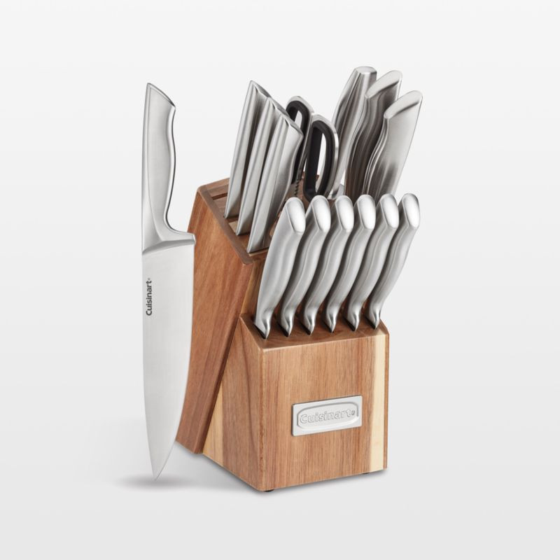 Cuisinart 15-Piece Stainless Steel Hollow-Handle Cutlery Block Set with Acacia Block + Reviews | ... | Crate & Barrel
