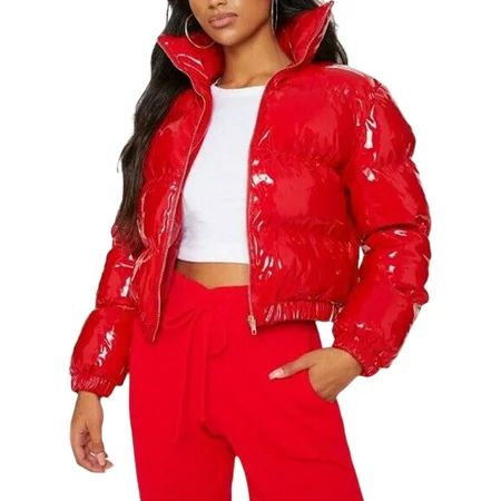 Colisha Women Short Down Jacket Zipper Sporty Winter Quilted Puffer Outwear Coat Fashion Crop Coat F | Walmart (US)