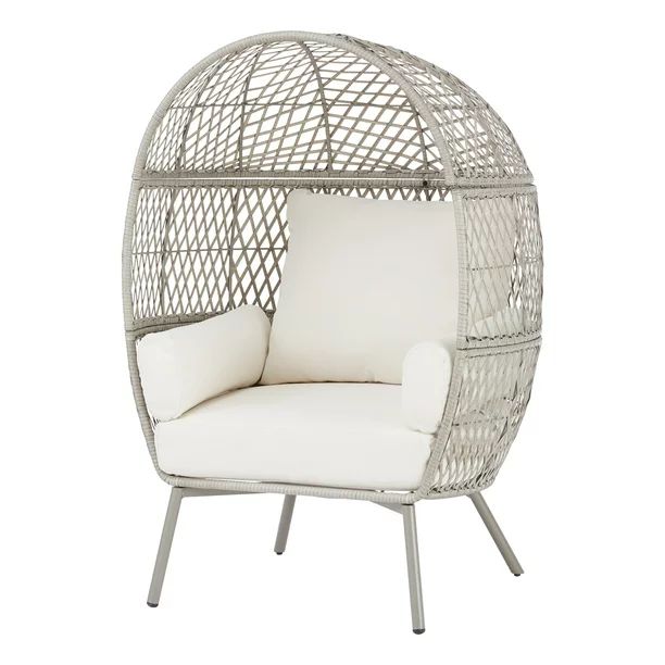 Better Homes & Gardens Ventura Stationary Outdoor Egg Chair, Cream | Walmart (US)