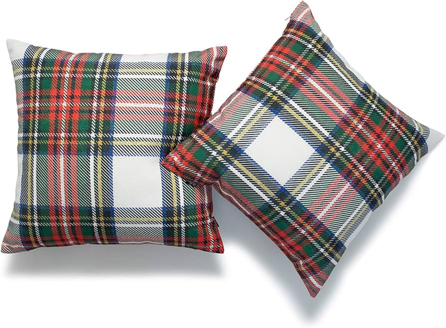 Hofdeco Decorative Throw Pillow Cover ONLY, Gray Classic Stewart Scottish Tartan Plaid (Canvas), ... | Amazon (US)
