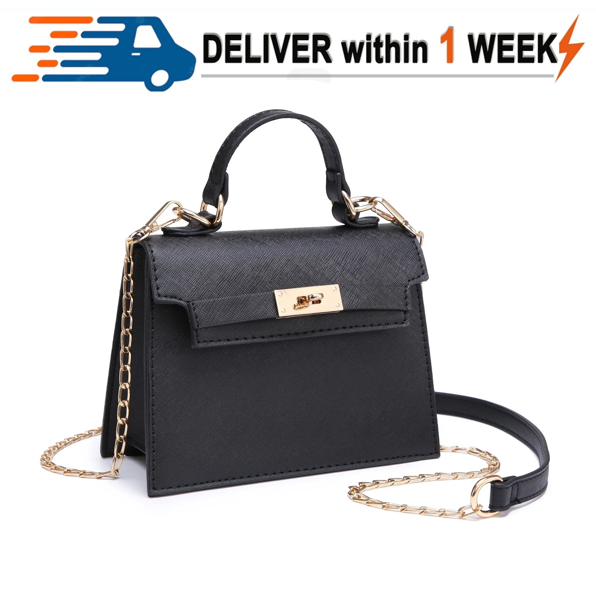 XB Womens Mini Satchel Crossbody Bag Faux Leather Shoulder Handbag Top Handle Tote with Chain Str... | Walmart (US)