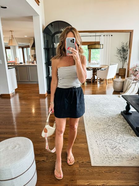 Easy Summer outfit. 
Went up one size in this ribbed tube top. Size small
Linking similar gauze skorts  

#LTKSeasonal #LTKStyleTip