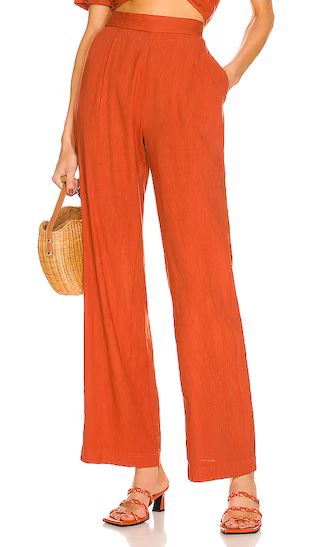 Linen Pleat Pants in Faded Rust | Revolve Clothing (Global)