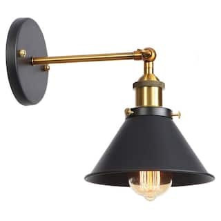 1-Light Black Sconce Hardwired Wall Lighting Fixture with Swing Arm | The Home Depot