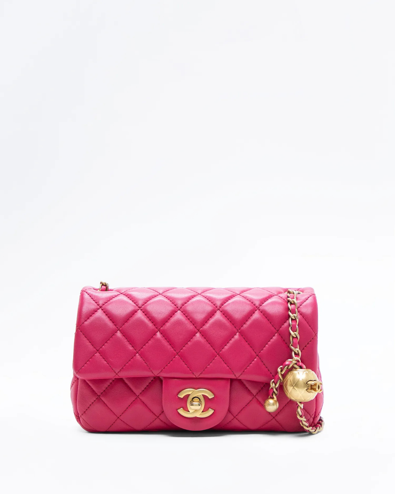 Lambskin Pearl Crush Mini Flap Bag | Vivrelle