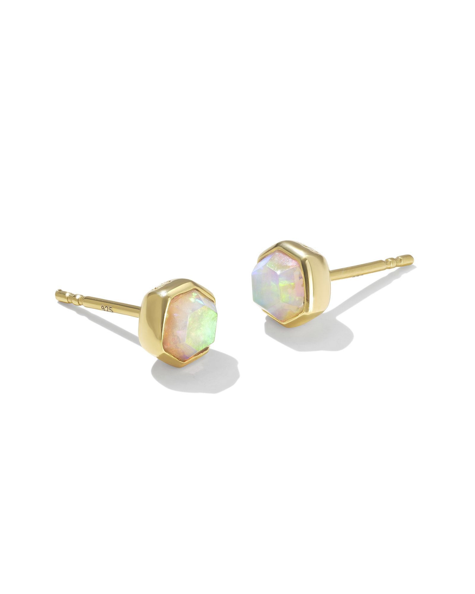 Kendra Scott Davie 18k Gold Vermeil Stud Earrings in White Lab Grown Opal | Kyocera Opal | Kendra Scott
