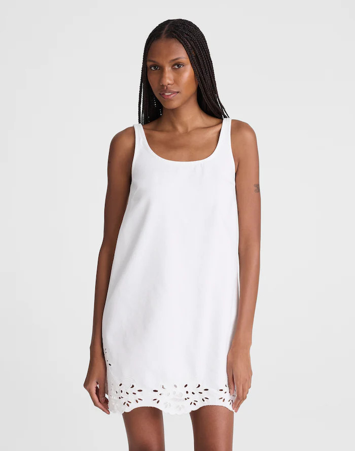 Denim Embroidered Mini Shift Dress | Madewell