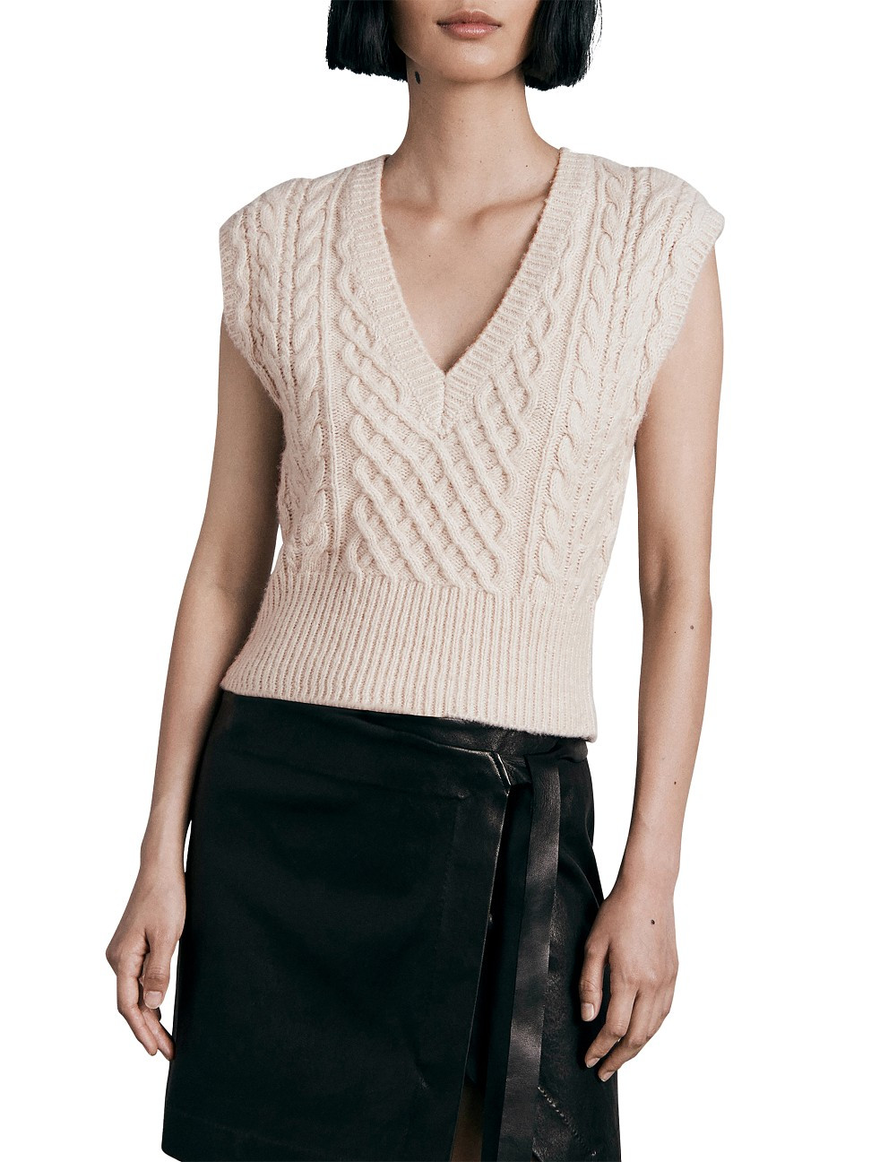 Women's Elizabeth Cable-Knit Vest - Ivory - Size Large - Ivory - Size Large | Saks Fifth Avenue