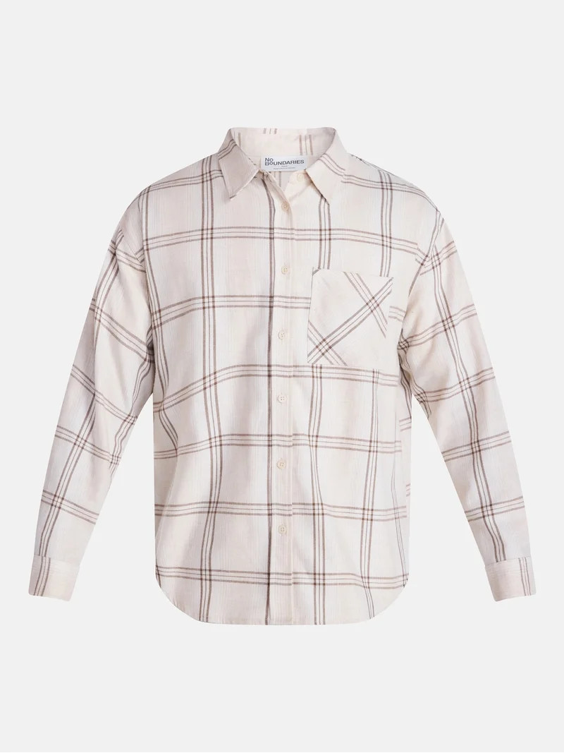 No Boundaries Flannel Cotton Shirt, Women's XXS-XXL | Walmart (US)