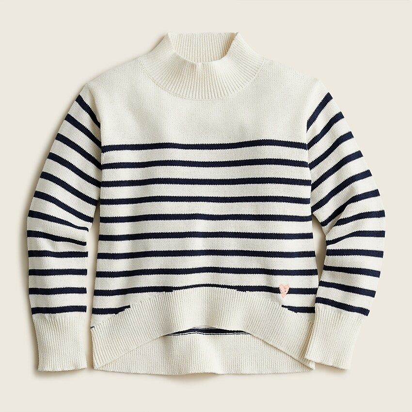 Girls' mockneck sweater in stripe | J.Crew US